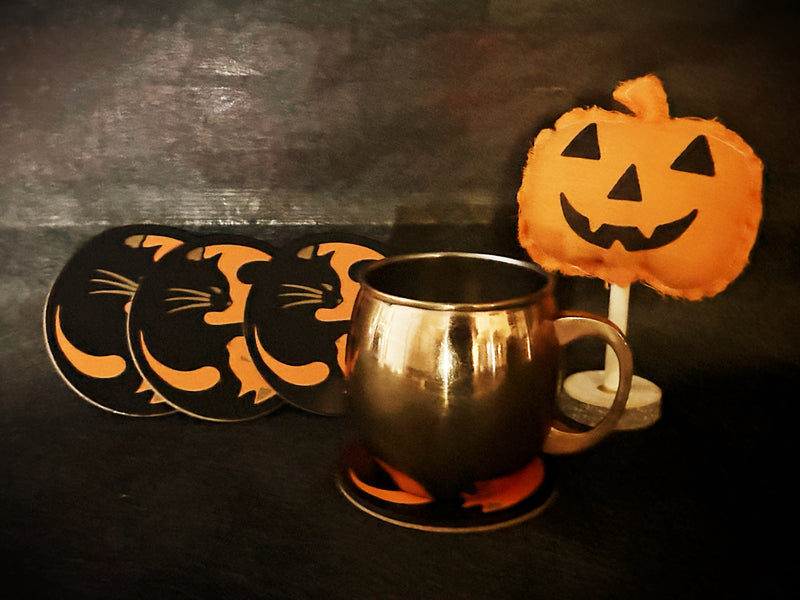 Unique Cat Gift: 2 Color Cat Coaster Set, Fun Cat Lover&