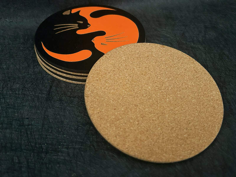 Unique Cat Gift: 2 Color Cat Coaster Set, Fun Cat Lover&