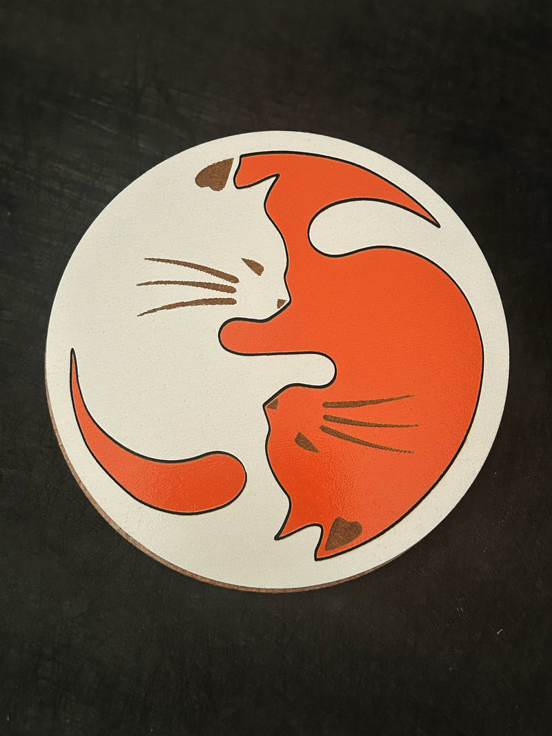 Unique Cat Gift: 2 Color Cat Coaster Set, Fun Cat Lover&
