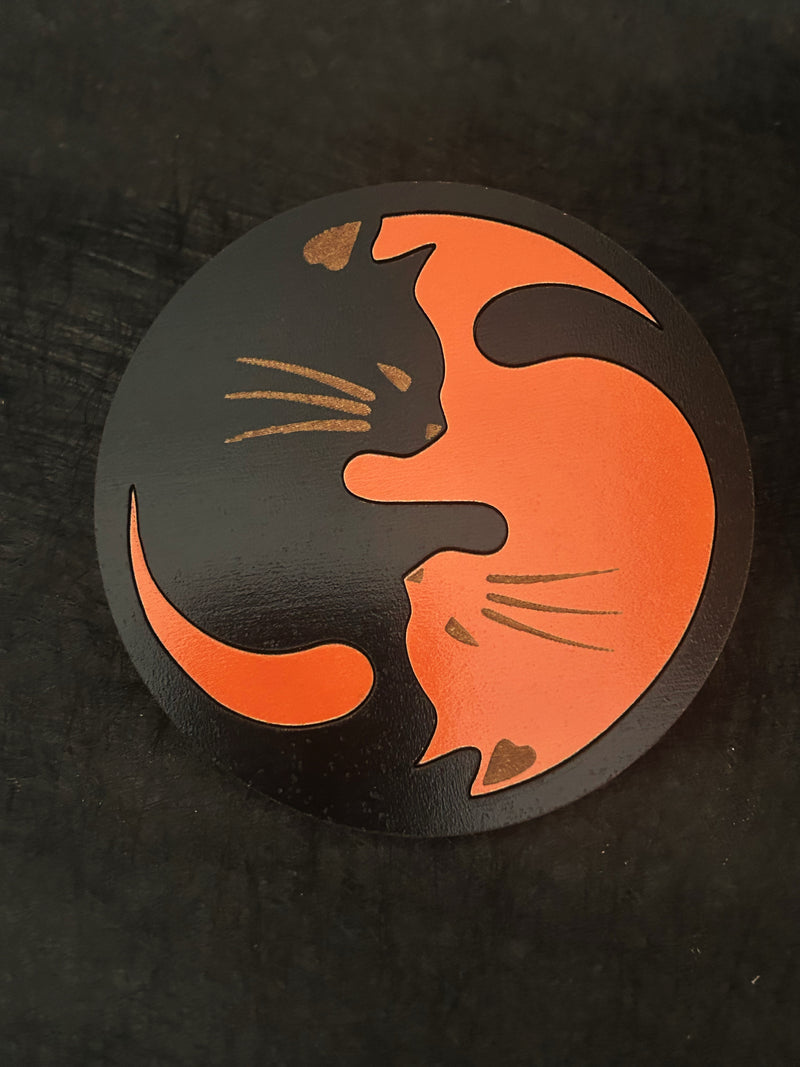 Unique Cat Gift: 2 Color Cat Coaster Set, Fun Cat Lover&