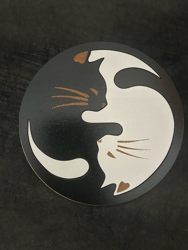 Unique Cat Gift: 2 Color Cat Coaster Set, Fun Cat Lover&