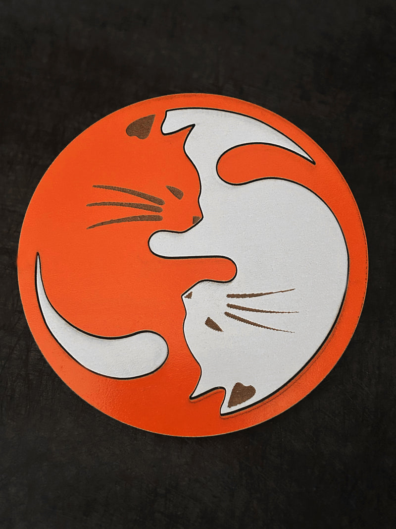Unique Cat Gift: 2 Color Cat Coaster Set, Fun Cat Lover&