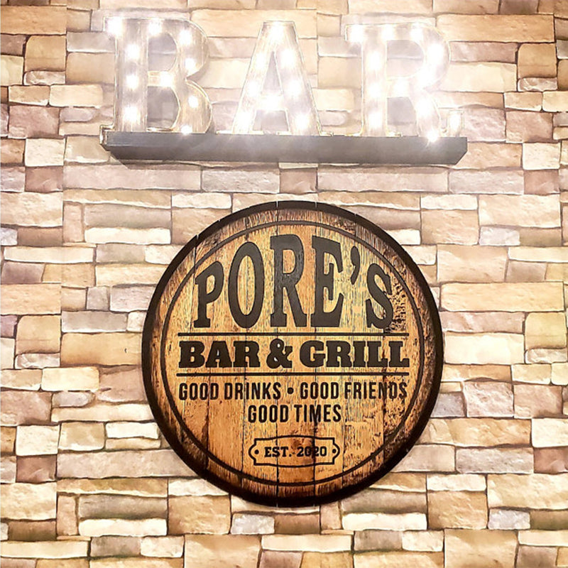 Personalized Bourbon Barrel Bar Sign - Basement Bar, Man Cave, Bourbon Lover Decor - Crosswired Creations
