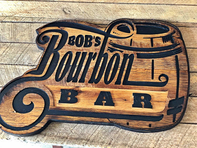 Personalized Name Bourbon Whiskey Bar Sign, Rustic Bar Art, Whiskey And Bourbon Lovers Gift, Custom Man Cave Decor - Crosswired Creations