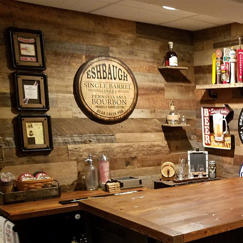 Personalized Single Barrel Bourbon Bar Sign, Bourbon Whiskey Barrel Head Sign, Rustic Wall Art - Crosswired Creations