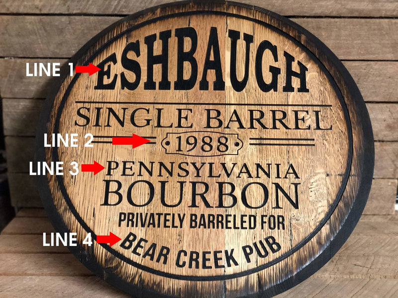 Personalized Single Barrel Bourbon Bar Sign, Bourbon Whiskey Barrel Head Sign, Rustic Wall Art - Crosswired Creations