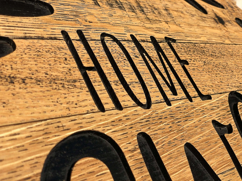 Home Sweet Home Bourbon Barrel Head Sign, Rustic Home Decor - Crosswired Creations
