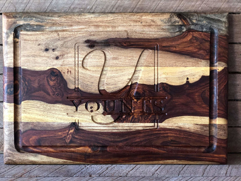 Personalized Cutting Board, Beautiful Sheesham Wood Grain, Large 15x22 Size - Crosswired Creations