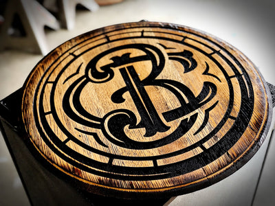 Personalized Logo Bourbon Barrel Sign, Carved Custom Logo, Bourbon and Whiskey Lover Gift - Crosswired Creations