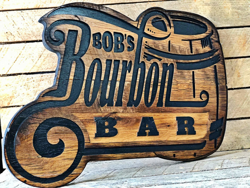 Personalized Name Bourbon Whiskey Bar Sign, Rustic Bar Art, Whiskey And Bourbon Lovers Gift, Custom Man Cave Decor - Crosswired Creations